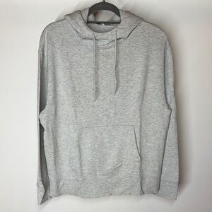Vince Heather Melange Light Gray Cotton Hoodie w/ drawcord & kangaroo pocket L